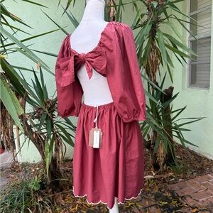 Cut Out Bow Back Rust Dress